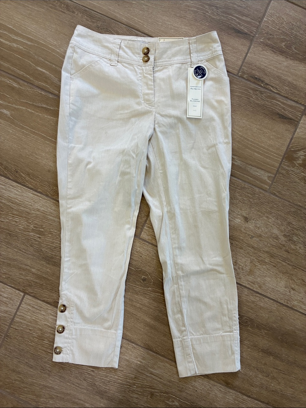 Charter Club Cream Cropped Tummy-Slimming Pants